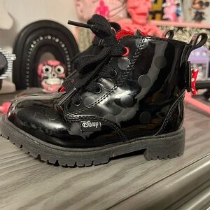 Black Minnie Mouse Polka Dot Toddler Boots w/Red & White Bow Detail in Bck!